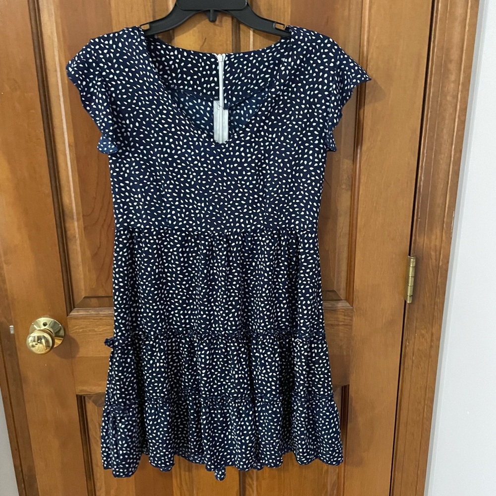 BLUE AND WHITE FLOWY SUN DRESS